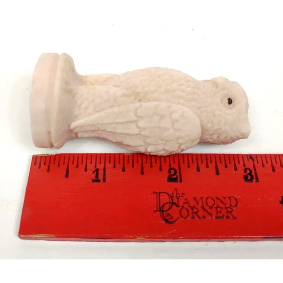 Sand Quartz Owl Figurine Pink w Dark Eyes 3" Vintage Studio Hobbyist Collectible - Picture 4 of 6